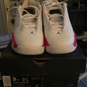 Jordan 14s white/black varsity red size 3